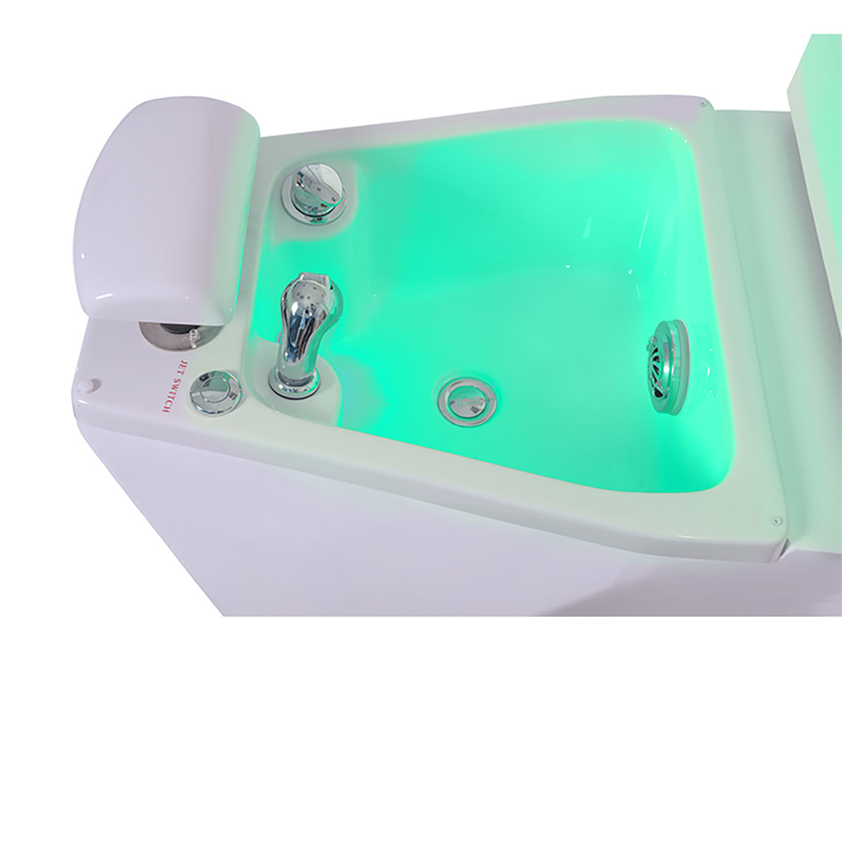fauteuil pedispa pour pédicure avec bain à hydromassage, douche et éclairage led, accoudoirs pivotants et réglage du dossier et assise par 2 moteurs