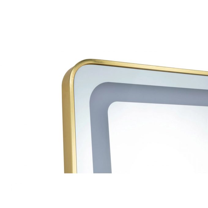 grand miroir rectangulaire avec miroir argenté et éclairage led intégré, contour noir, argent ou doré aux choix