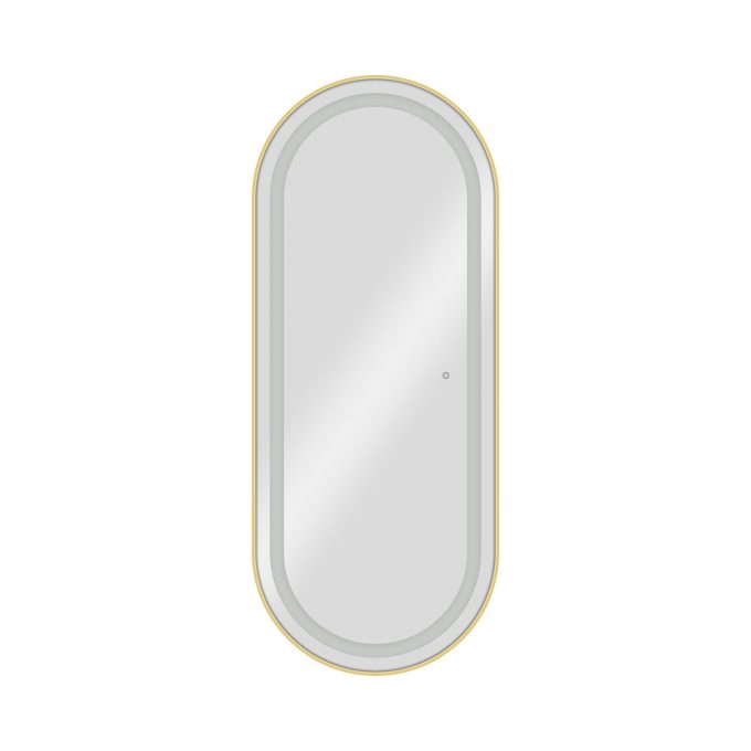 Poste de coiffage 170 cm de hauteur aux contours arrondis avec trois intensité d'éclairage LED, naturel, chaud, blanc, couleur cadre aux choix : noir, doré, argenté