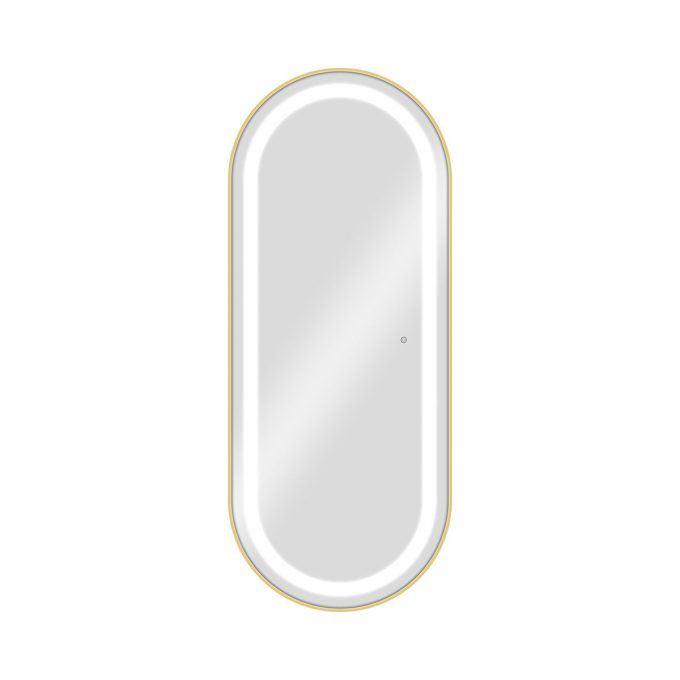 Poste de coiffage 170 cm de hauteur aux contours arrondis avec trois intensité d'éclairage LED, naturel, chaud, blanc, couleur cadre aux choix : noir, doré, argenté