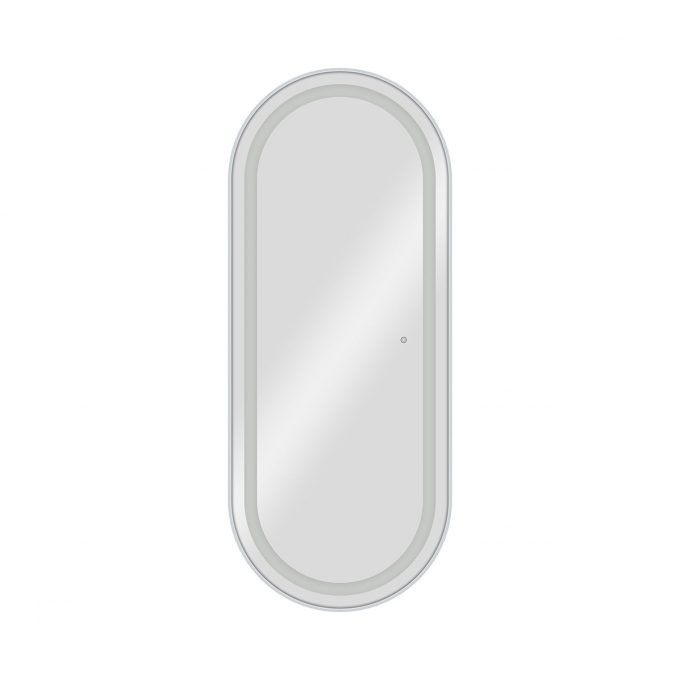 Poste de coiffage 170 cm de hauteur aux contours arrondis avec trois intensité d'éclairage LED, naturel, chaud, blanc, couleur cadre aux choix : noir, doré, argenté