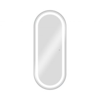 Poste de coiffage 170 cm de hauteur aux contours arrondis avec trois intensité d'éclairage LED, naturel, chaud, blanc, couleur cadre aux choix : noir, doré, argenté