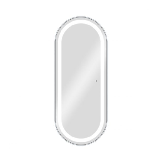 Poste de coiffage 170 cm de hauteur aux contours arrondis avec trois intensité d'éclairage LED, naturel, chaud, blanc, couleur cadre aux choix : noir, doré, argenté