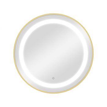 Miroir rond avec éclairage frontal double LED, réglage intensité par bouton, cadre en aluminium disponible en GOLD, BLACK, ou SILVER