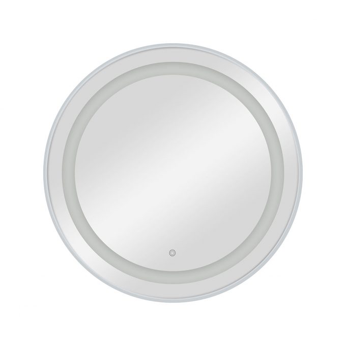 Miroir rond avec éclairage frontal double LED, réglage intensité par bouton, cadre en aluminium disponible en GOLD, BLACK, ou SILVER
