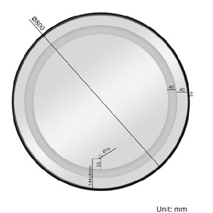 Miroir rond de 80 cm de diamètre avec éclairage led frontal, naturel, chaud, froid et contour GOLD, BLACK ou SILVER