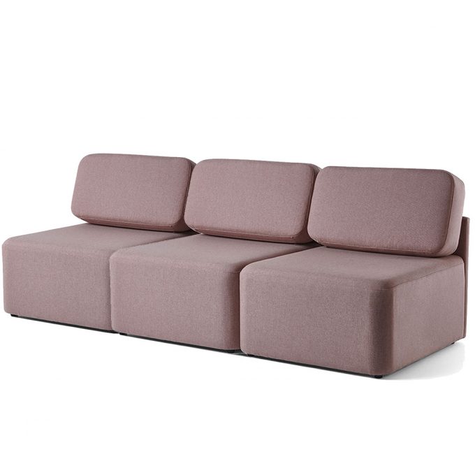 banquette d'attente trois places avec dossiers et assises rembourrées