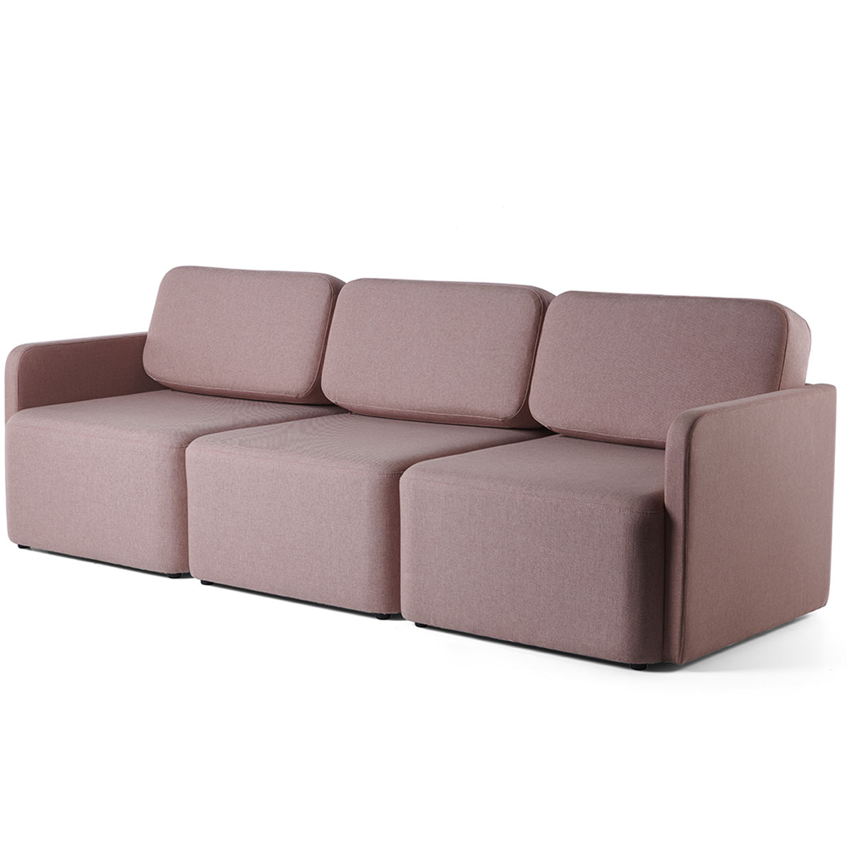 banquette d'attente trois places avec dossiers et assises rembourrées accoudoirs