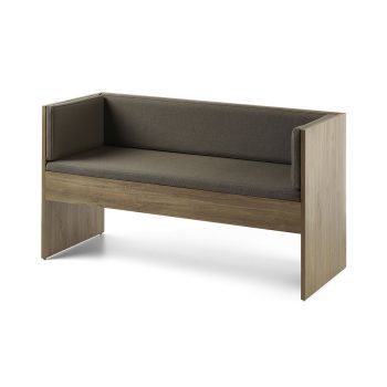banquette deux places avec structure stratifié et assise en mousse tapissé d'un revêtement textile ou similicuir au choix
