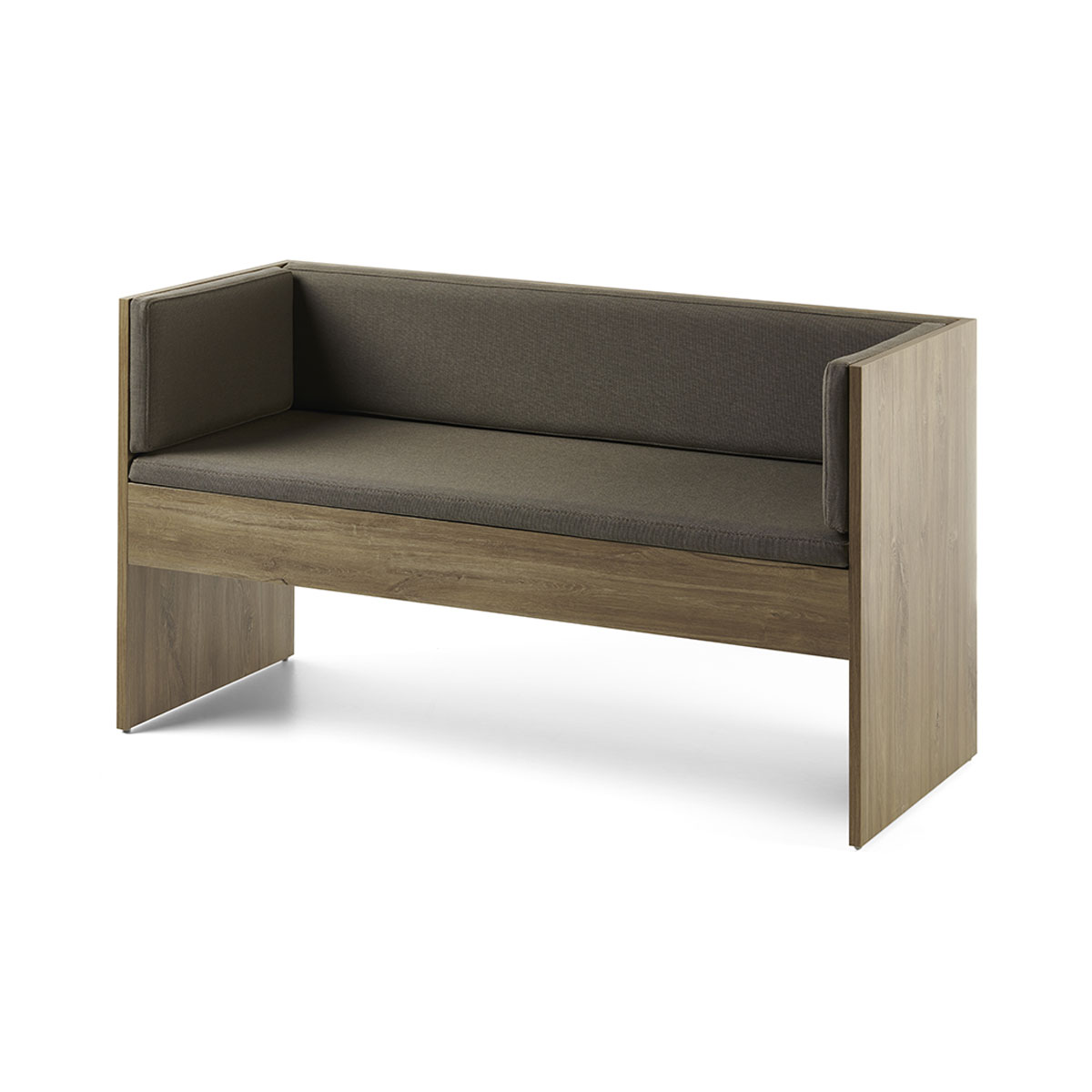 banquette deux places avec structure stratifié et assise en mousse tapissé d'un revêtement textile ou similicuir au choix