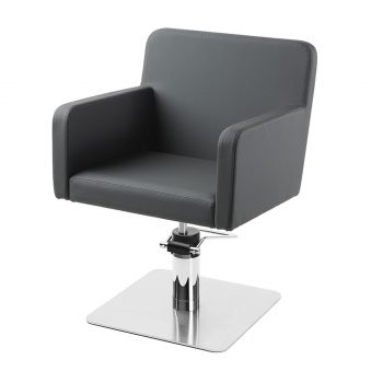 Fauteuil de coiffure avec assise carré rembourrage en mousse haute densité, revêtement en similicuir, base carré inox
