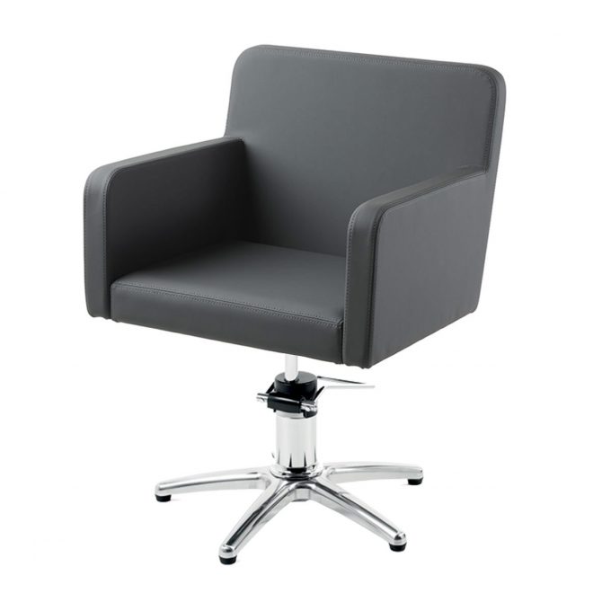 Fauteuil de coiffure avec assise carré rembourrage en mousse haute densité, revêtement en similicuir, base étoile chromée