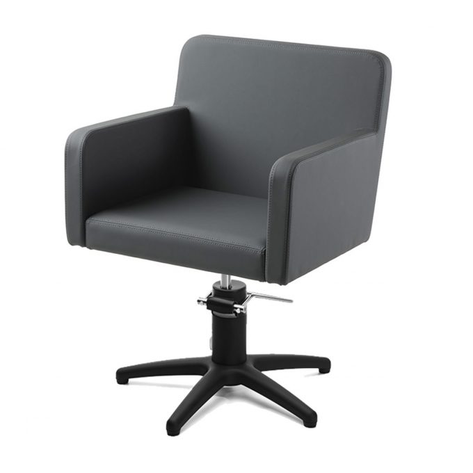 Fauteuil de coiffure avec assise carré rembourrage en mousse haute densité, revêtement en similicuir, base étoile noire