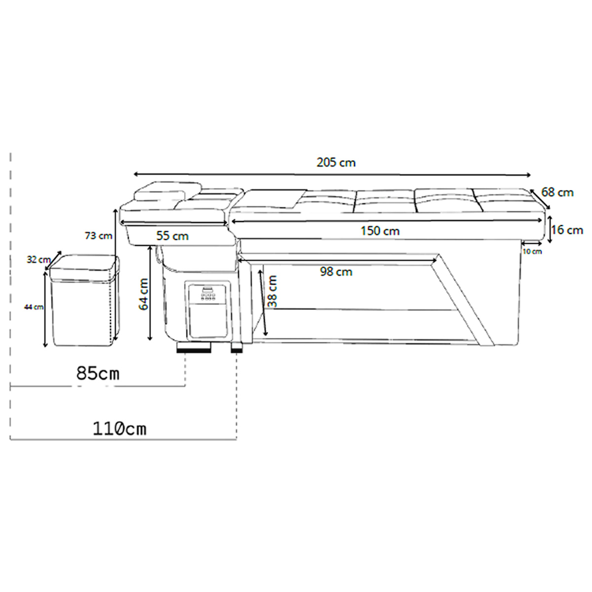 Bac de lavage HEAD SPA ZEN IT avec système cascade et vapeur, chromothérapie