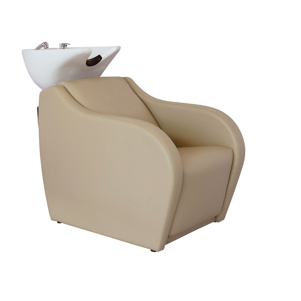 Bac à shampoing professionnel avec relève jambes électrique, confort optimal, finition beige
