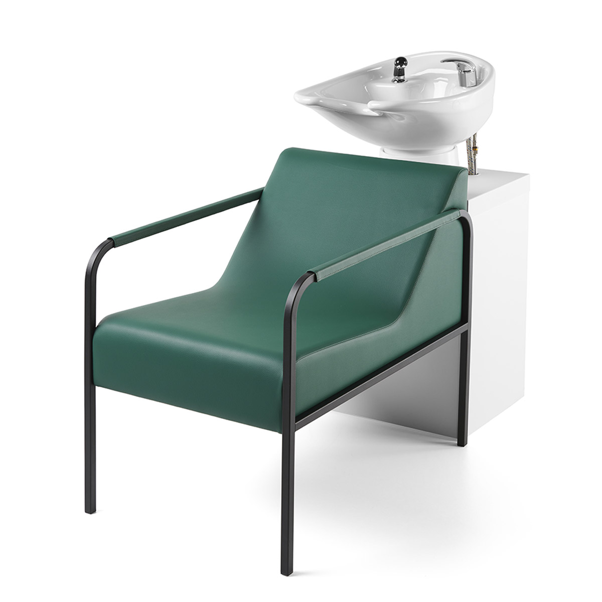 Bac à shampoing, finition stratifié et similicuir et couleur vasque aux choix