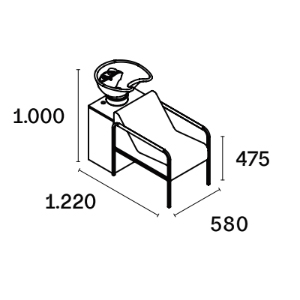 Dimensions bac à shampoing Yuto-R