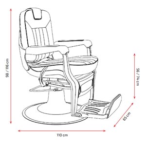 fauteuil barbier full black avec têtière intégrée dans le dossier inclinable, élégant et moderne