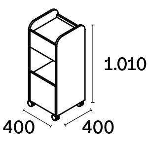Meuble de rangement sur routettes avec deux tiroirs silencieux à freins, en stratifiés