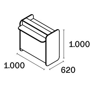 Comptoir de réception moderne avec lignes arrondies et design épuré, idéal pour salon de coiffure ou institut de beauté.