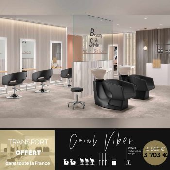Ensemble de mobilier CORAL VIBES pour salon de coiffure moderne