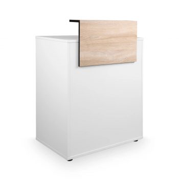 comptoir de réception optimisé pour les petits espaces, avec tablette coulissante, rangement et tiroir avec serrure