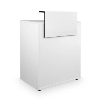 comptoir de réception optimisé pour les petits espaces, avec tablette coulissante, rangement et tiroir avec serrure