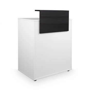 comptoir de réception optimisé pour les petits espaces, avec tablette coulissante, rangement et tiroir avec serrure