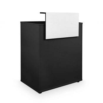 comptoir de réception optimisé pour les petits espaces, avec tablette coulissante, rangement et tiroir avec serrure