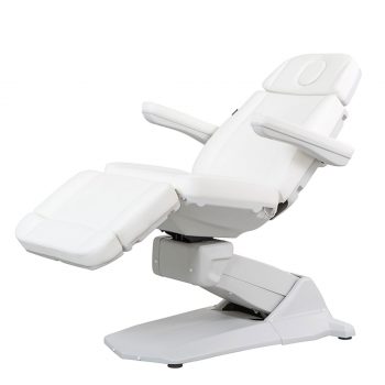 Fauteuil de soin esthétique électrique, 4 moteurs, avec système chauffage en option, finition PU blanc