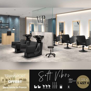 Ensemble de mobilier SOFT VIBES pour salon de coiffure moderne et élégant