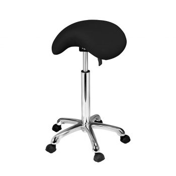 Tabouret ergonomique ORGANI C B noir avec assise en forme de selle et hauteur réglable.