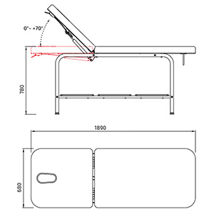 Dimensions table massage ARA