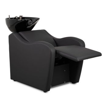 Bac de lavage KALANI avec système de massage intégral à air, relève jambe en position allongée, vasque en céramique noire ou blanche