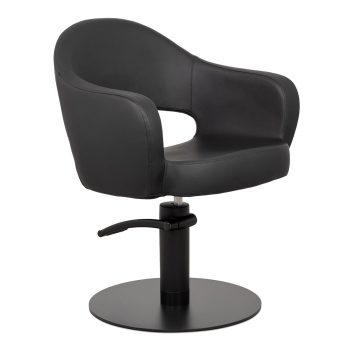 Fauteuil professionnel pour la coiffure full black avec assise monobloc noire et base ronde noire mate + pompe hydraulique