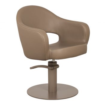 Fauteuil de coiffure PULP MARRON, conçu entièrement marron pour un style raffiné et moderne, assise et base ronde marron