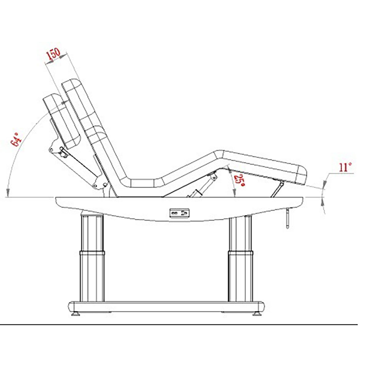 Lit de massage électrique 4 moteurs avec système de chauffage intégré, accoudoirs ajustables et trou pour le visage avec bouchon